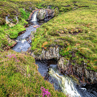 Buy canvas prints of Waterfall at the burn of Lunkett Shetland by Richard Ashbee