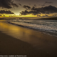 Buy canvas prints of Golden reflections at St Ninian's beach, Shetland by Richard Ashbee