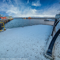 Buy canvas prints of Lerwick Harbour in the snow by Richard Ashbee