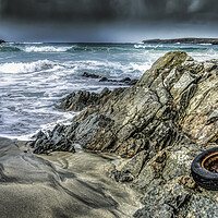 Buy canvas prints of Tyre on the beach Scousburgh Shetland by Richard Ashbee