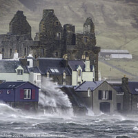 Buy canvas prints of Stormy seas at Scalloway Castle Shetland by Richard Ashbee