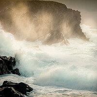 Buy canvas prints of Storm force winds hit Scatness, Shetland by Richard Ashbee