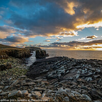 Buy canvas prints of Colourful Winter sunset at Sumburgh, Shetland by Richard Ashbee