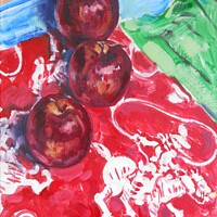 Buy canvas prints of Apple Round-up, Image of Oil Painting by Thomas Dans