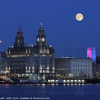 Buy canvas prints of Liverpool Waterfront and Full Moon by Peter Lovatt  LRPS