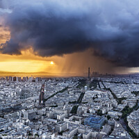 Buy canvas prints of Paris Sunset - Sun and Storm by Christian Beasley