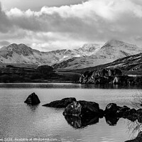 Buy canvas prints of Snowy mountains and lake in Snowdonia by Tim Snow