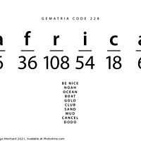 Buy canvas prints of Africa word code in the English Gematria by Ingo Menhard