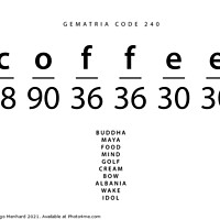 Buy canvas prints of Coffee word code in the English Gematria by Ingo Menhard
