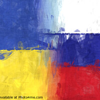 Buy canvas prints of Drawn fraternal flags of Ukraine and Russia by Ingo Menhard