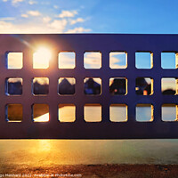 Buy canvas prints of Sun shines through a metal mesh of a table tennis table by Ingo Menhard