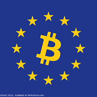 Buy canvas prints of Flag of Europe with Bitcoin symbol in it by Ingo Menhard