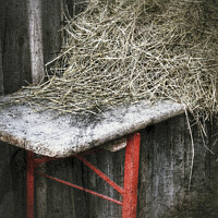 Buy canvas prints of Old German ale-bench with hay on it by Ingo Menhard