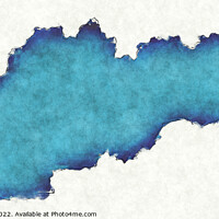 Buy canvas prints of Slovakia map with drawn lines and blue watercolor illustration by Ingo Menhard