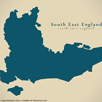 Buy canvas prints of Modern Map - South East England UK design by Ingo Menhard