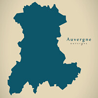 Buy canvas prints of Modern Map - Auvergne FR France by Ingo Menhard