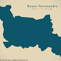 Buy canvas prints of Modern Map - Basse Normandie FR France by Ingo Menhard