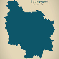 Buy canvas prints of Modern Map - Bourgogne FR France by Ingo Menhard