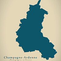 Buy canvas prints of Modern Map - Champagne Ardenne FR France by Ingo Menhard