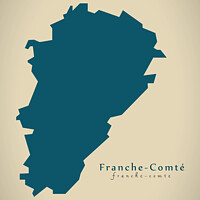 Buy canvas prints of Modern Map - Franche Comte FR France by Ingo Menhard