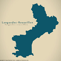 Buy canvas prints of Modern Map - Languedoc Roussillon FR France by Ingo Menhard