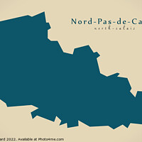 Buy canvas prints of Modern Map - Nord Pas de Calais FR France by Ingo Menhard