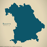 Buy canvas prints of Modern Map - Bayern DE by Ingo Menhard