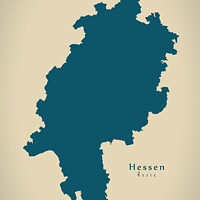 Buy canvas prints of Modern Map - Hessen DE by Ingo Menhard