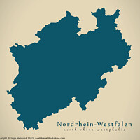 Buy canvas prints of Modern Map - Nordrhein-Westfalen DE by Ingo Menhard