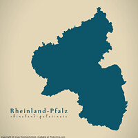 Buy canvas prints of Modern Map - Rheinland-Pfalz DE by Ingo Menhard