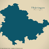 Buy canvas prints of Modern Map - Thueringen DE by Ingo Menhard