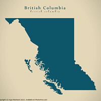 Buy canvas prints of Modern Map - British Columbia CA by Ingo Menhard