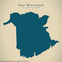 Buy canvas prints of Modern Map - New Brunswick CA by Ingo Menhard