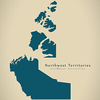 Buy canvas prints of Modern Map - Northwest Territories CA by Ingo Menhard
