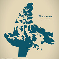 Buy canvas prints of Modern Map - Nunavut CA by Ingo Menhard
