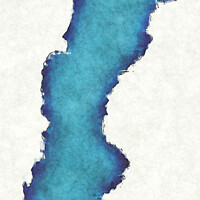 Buy canvas prints of Sweden map with drawn lines and blue watercolor illustration by Ingo Menhard