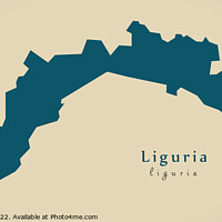 Buy canvas prints of Modern Map - Liguria IT Italy by Ingo Menhard