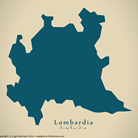 Buy canvas prints of Modern Map - Lombardia IT Italy by Ingo Menhard