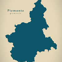 Buy canvas prints of Modern Map - Piemonte IT Italy by Ingo Menhard