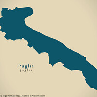 Buy canvas prints of Modern Map - Puglia IT Italy by Ingo Menhard