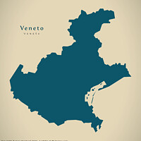 Buy canvas prints of Modern Map - Veneto IT Italy by Ingo Menhard