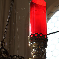 Buy canvas prints of The red church candle with spider webs by Ingo Menhard