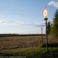 Buy canvas prints of 'no vehicle' road sign in an agricultural field by Ingo Menhard