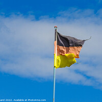 Buy canvas prints of German national flag in front of blue sky by Ingo Menhard