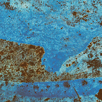 Buy canvas prints of Vertical shot of an old rusty background colored in blue by Ingo Menhard