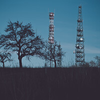 Buy canvas prints of Two broadcasting towers on the meadow by Ingo Menhard