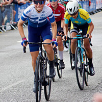 Buy canvas prints of Women's elite riders cycling road race by John Rae