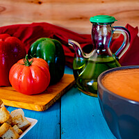 Buy canvas prints of View of gazpacho, a typical Spanish meal by Andres Barrionuevo