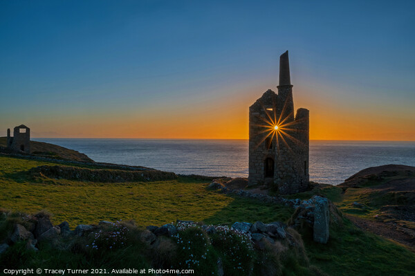 The Ruins of Wheal Owles Engine House at Sunset Picture Board by Tracey Turner