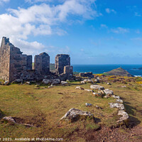 Buy canvas prints of Kenidjack Cliff Castle Panorama with Cape Cornwall by Tracey Turner